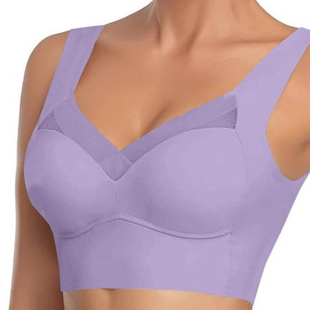 Hfolob Womens Seamless Bras Lace Tank Top Underwear Thin Gathered Together Adjustable Straps Push Up Everyday Bra