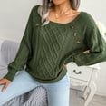 thumbnail image 6 of Casual Knitted Sweater Tops for Women Cable Knit Long Sleeve Round Neck Button Sweaters Fall Winter Pullover Jumpers, 6 of 8