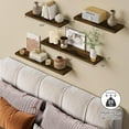 thumbnail image 2 of 36 Inch Floating Shelves for Wall Long Set of 3, Large Deep Wall Shelves for Bedroom Living Room Decor, Rustic Wood Floating Shelf for Kitchen Closet Office TV Plants Books (Dark Brown), 2 of 7