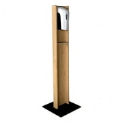 Wooden Mallet Automatic Touchless Gel Hand Sanitizer Dispenser on Floor Stand, with Drip Catcher