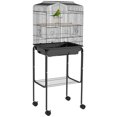 thumbnail image 1 of PawHut 49" Large Rolling Bird Cage Cockatiel Play House Perch Swing, Black, 1 of 10