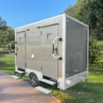 thumbnail image 2 of GOEASY VEHICLE Gender-Separated Double-Stall Portable Bathroom Trailer Mobile Restroom with Stairs Outdoor Event Wedding Festival Construction Site Sanitation Unit, 2 of 6
