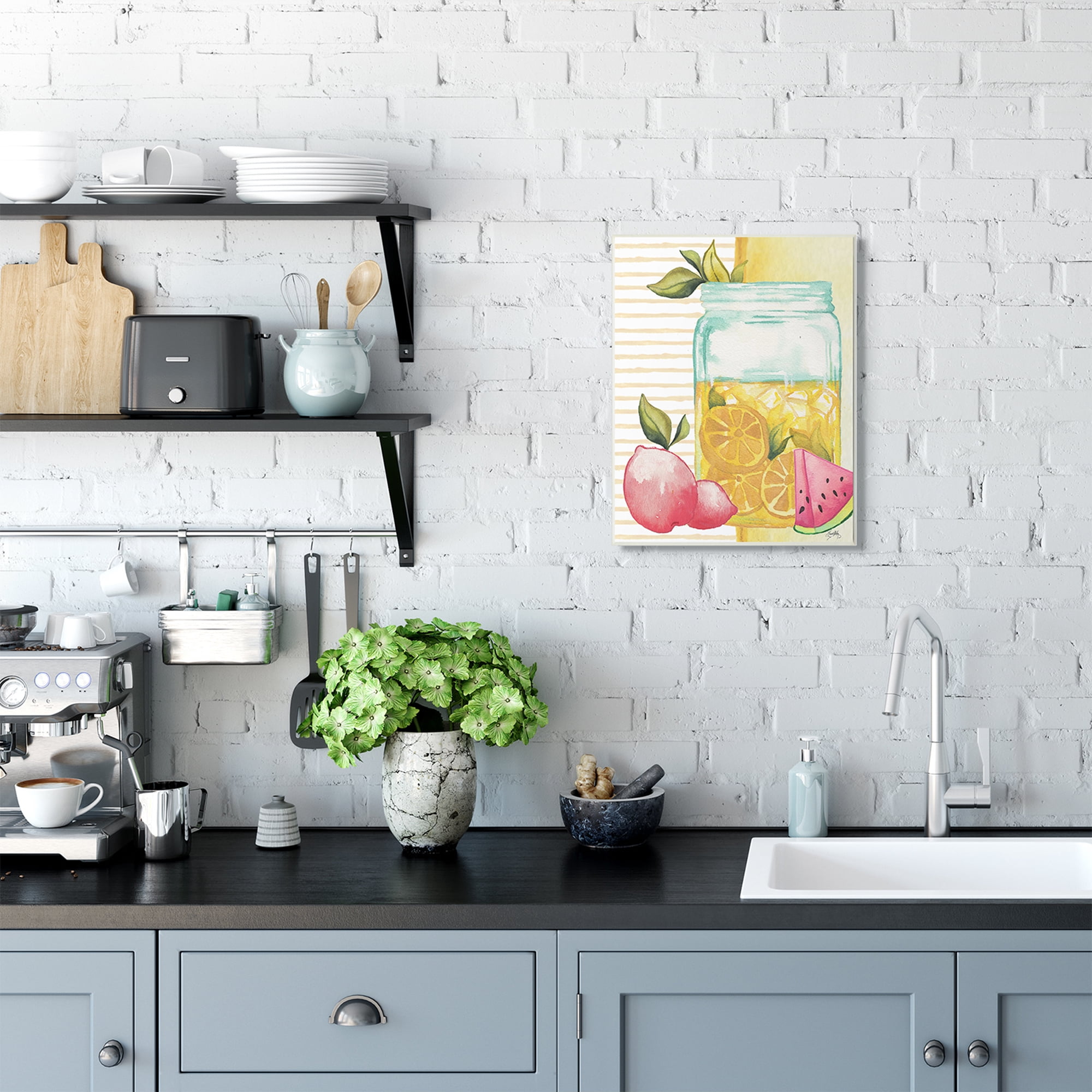 Stupell Industries Iced Lemonade Pitcher Abstract Pink Lemon Fruit Wall Plaque by Elizabeth Medley