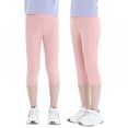 thumbnail image 5 of 2 Packs Little Girls Summer Solid Leggings Capris 3/4 Pants with Pockets, SILVERCELL Big Girl Sports Dance Shorts Capris Leggging, 4-13 Years, 5 of 8