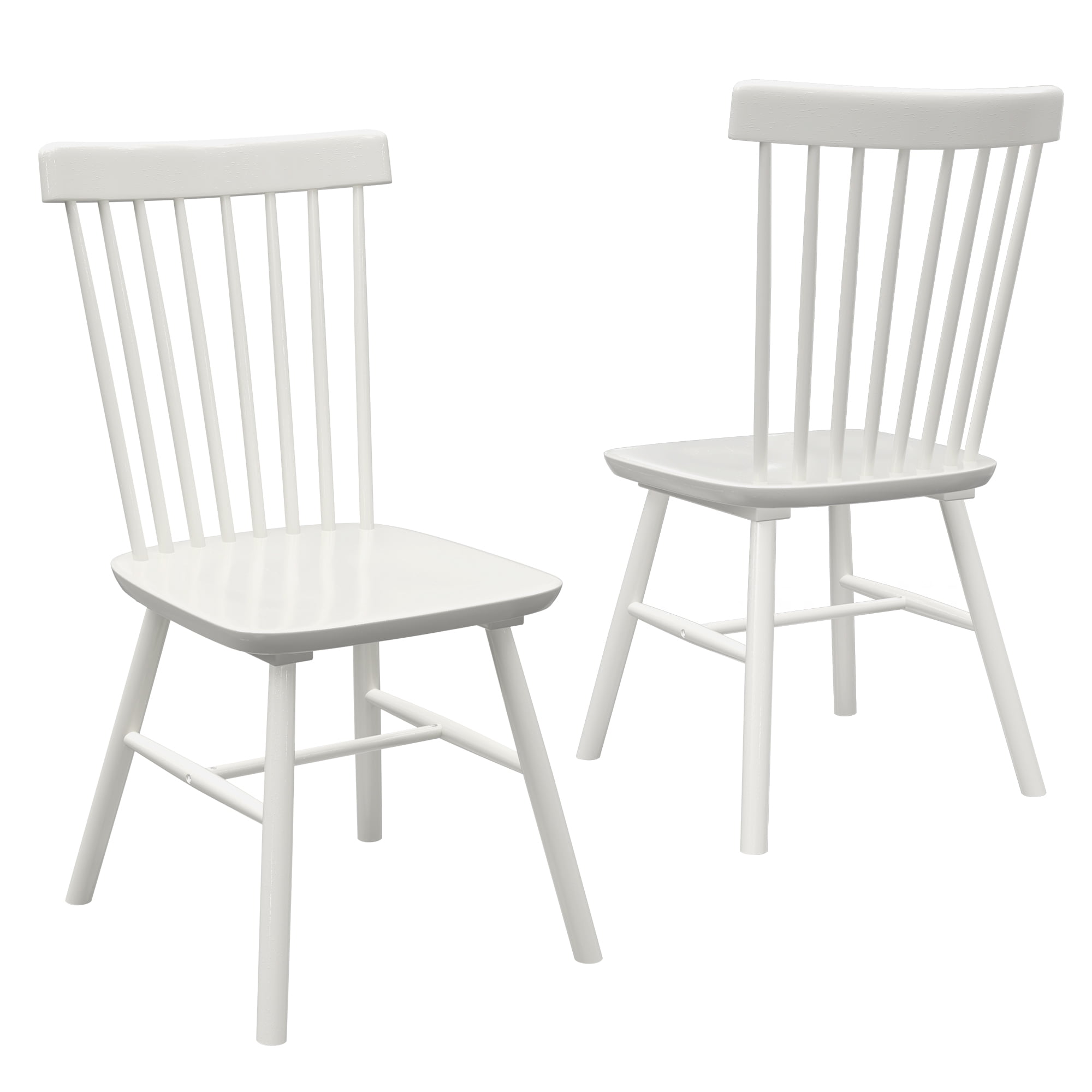 Dhole Windsor Spindle Back Dining Chair Set of 2, Solid Hardwood Kitchen and Dining Room Seating in White