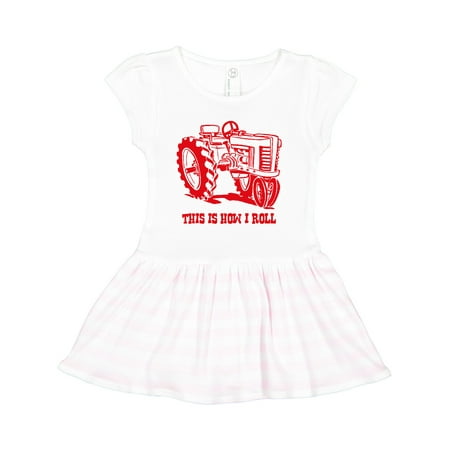 

Inktastic This is How I Roll Tractor RED Gift Toddler Girl Dress
