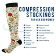 thumbnail image 2 of FORMRS Womens Knee High Socks Casual Long Thick Travel Daily Wear, 1 Pair, Beige Floral, 2 of 6