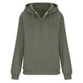 thumbnail image 4 of Leesechin Women's Long Sleeved Solid Color Loose Zippered V-neck Extra Long Hoodie Pullover Sweatshirts, 4 of 5