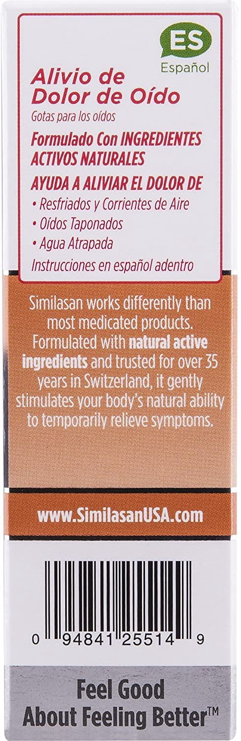 Similisan Homeopathic Natural Earache Pain Relief Ear Drop, 0.33oz, 5-Pack