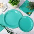 thumbnail image 4 of 100Pcs Teal Tableware Set Teal Blue Disposable Dinnerware 50Pcs Paper Plate 25Pcs Napkin 25Pcs Cup for Birthday Wedding Baby Shower Family Picnic Party Supplies Table Decor, 4 of 4