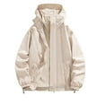 thumbnail image 4 of USSUMA Jacket Waterproof Men Men's Windbreakers Long Sleeves Hooded Zipper Pocket Coat Fashion Solid Color Loose Outerwear Mountaineering Fall Top, 4 of 4