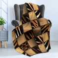 thumbnail image 4 of Safari Soft Flannel Fleece Throw Blanket, Jeans Denim Patchwork in Safari Style Wilderness Design Art Print, Cozy Plush for Indoor and Outdoor Use, 50" x 70", Brown and Black, by Ambesonne, 4 of 5