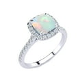 thumbnail image 2 of SuperJeweler 2 Carat Cushion Cut Created Opal and Halo Diamond Ring In Sterling Silver For Women, 2 of 5
