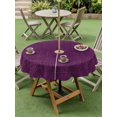 thumbnail image 5 of Outdoor Tablecloth with Umbrella Hole Zipper Purple Burlap Texture Round Tablecloth 60" Waterproof Outside Table Cloth Farmhouse Vintage Purple Patio Table Cover Tablecloths for Picnic Party, 5 of 8