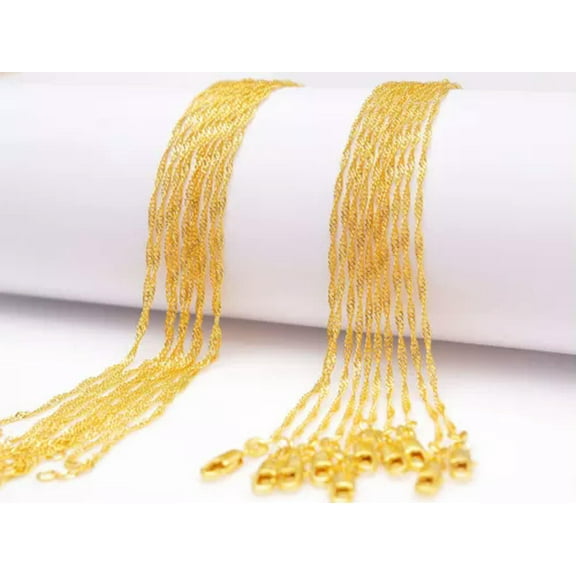 10PCS 16-30inch 18KGF Gold Water Wave Chain Necklace Accessory Jewelry Necklace
