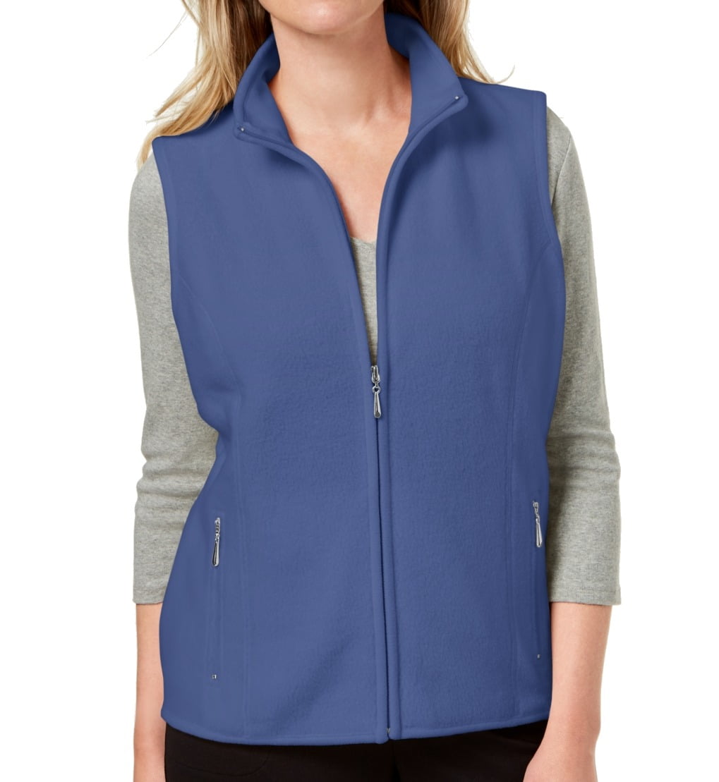 Karen Scott Womens Vest Petite Activewear Fleece Full Zip PXL