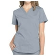 thumbnail image 3 of Women Scrubs Tops Short Sleeve V Neck T Shirts with Poackets, S-2XL, 3 of 4