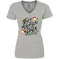 thumbnail image 3 of Inktastic Jesus is the Reason for the Season Christmas Bells and Stars Women's V-Neck T-Shirt, 3 of 5