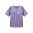 thumbnail image 6 of Zaldita Women's Shiny Metallic Short Sleeve T-shirt Holographic Top Blouse Dancewear Rave Festival Purple XXL, 6 of 7