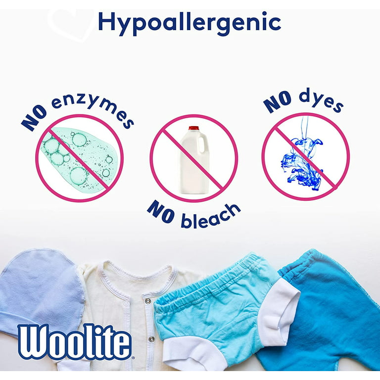  Woolite Detergente para ropa para bebé, 66 cargas, líquido  hipoalergénico, HE & estándar, lavado a mano, el embalaje puede variar, 100  onzas : Salud y Hogar