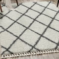 thumbnail image 6 of JONATHAN Y MERCER SHAG Mercer Plush Tassel Moroccan Geometric Trellis Area Rug, 3 x 5, Cream/Gray, 6 of 8
