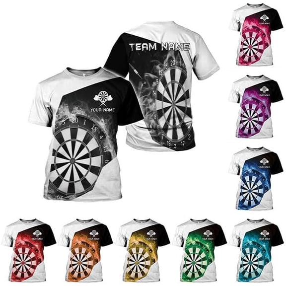 Personalized Darts T- Shirts, Dartboard Shirts, Darts 3D Sweatshirt, Hoodies Gift, Dart Shirts for Team, Dart League (White, S)