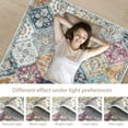 thumbnail image 5 of Aoile Washable Area Rugs 9' x 12', Moroccan Trellis Rug Non-slip Stain Resistant Accent Rug Vintage Distressed Floral Floor Cover Carpet for Dining Room Office Entry Rug, Purple Multi, 5 of 8