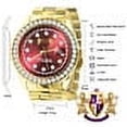 thumbnail image 6 of Mens Full Solid stainless Steel Solitaire Red Face 18K Yellow Gold Finish Simulated Diamond 41mm Watch, 6 of 6