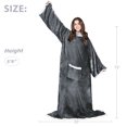 thumbnail image 6 of Tirrinia Sherpa Wearable Blanket, Ultra Soft Comfy Warm Plush Full Body Throw with Sleeves, Reading Wrap, TV Blanket, Robe Cover for Grandma, Women, and Men, Grey, 6 of 8