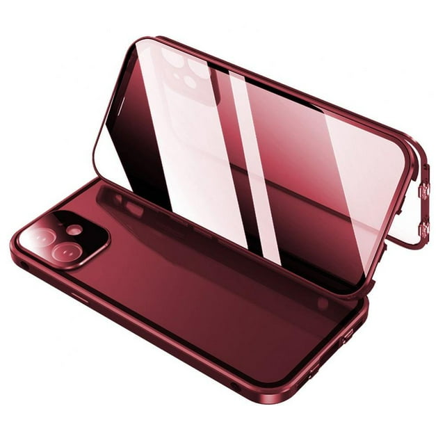 Magnet Double-Sided Buckle 11 Pro Max Tempered Glass Phone Case 12 -Inclusive Metal 11 Anti-Peeping Phone Christmas Birthday Gift
