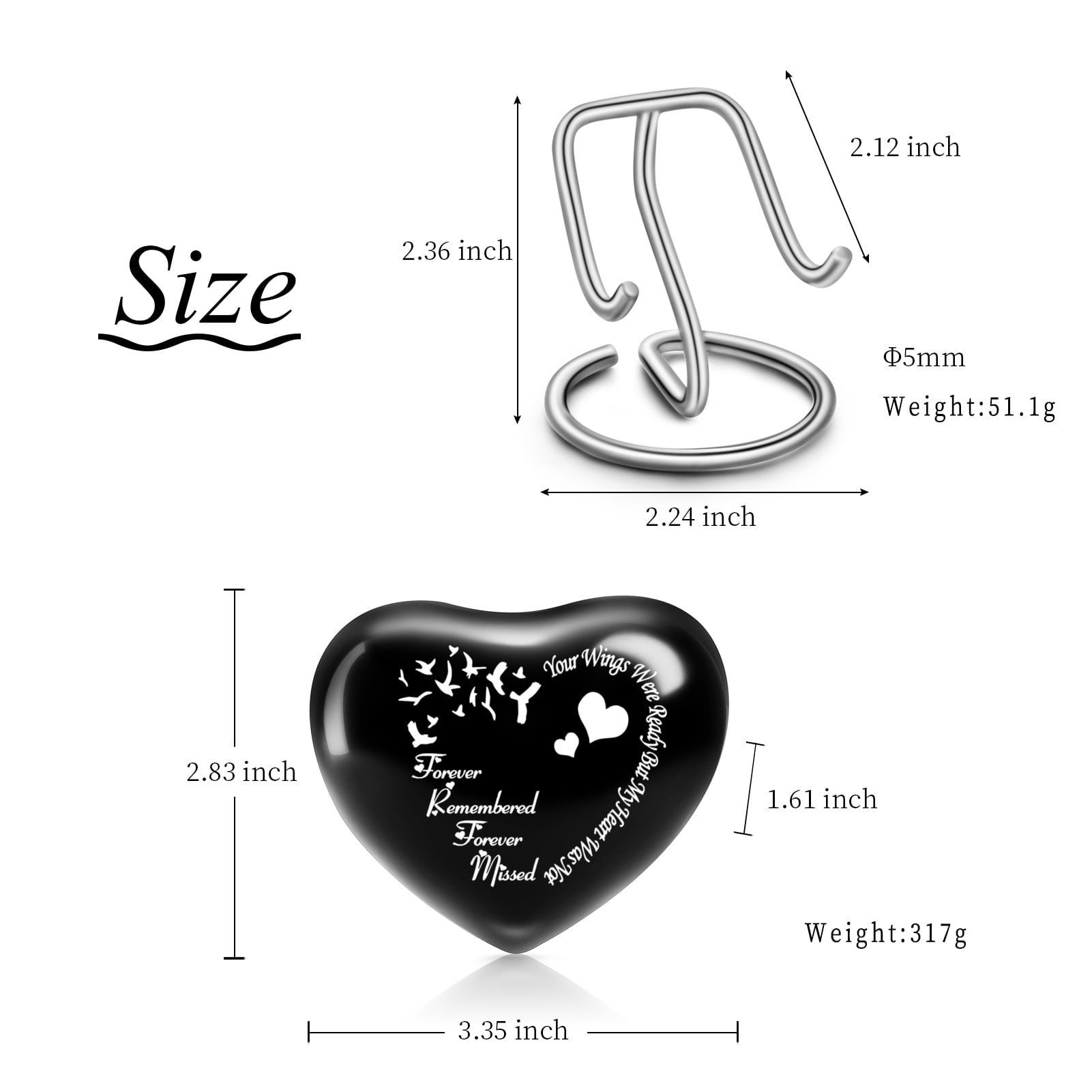 Heart Keepsake Urn - For Human Ashes Mini Urn with Box & Stand  Heart Shaped Urn Memorial Small Keepsake Urn Handcrafted Small Memorial Urn for Ashes