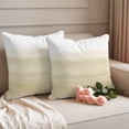 thumbnail image 2 of Beige White Stripes Outdoor Waterproof Pillow Covers, Farmhouse Modern Gradient Lines Decorative Square Throw Pillowcase Sofa Cushion Sham for Patio/Couch/Chair, 18"x18" 2 Pack, 2 of 8