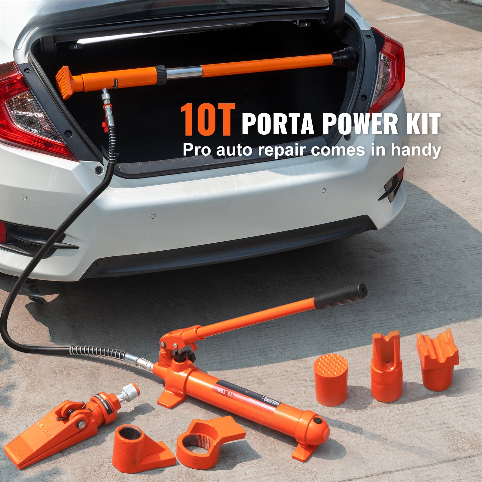 KFFKFF 10 Ton Hydraulic Jack Kit, Compact Auto Body & Frame Repair Set with 4.6 ft Oil Hose, Includes Carrying Case for Automotive, Truck, and Farm Maintenance
