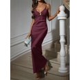 thumbnail image 4 of Chiquease Ruffled V‑Neck Hollow‑Out Spaghetti‑Strap Long Party Dress, Elegant Slip Gown for Holiday, Birthday and Formal Occasions, 4 of 12