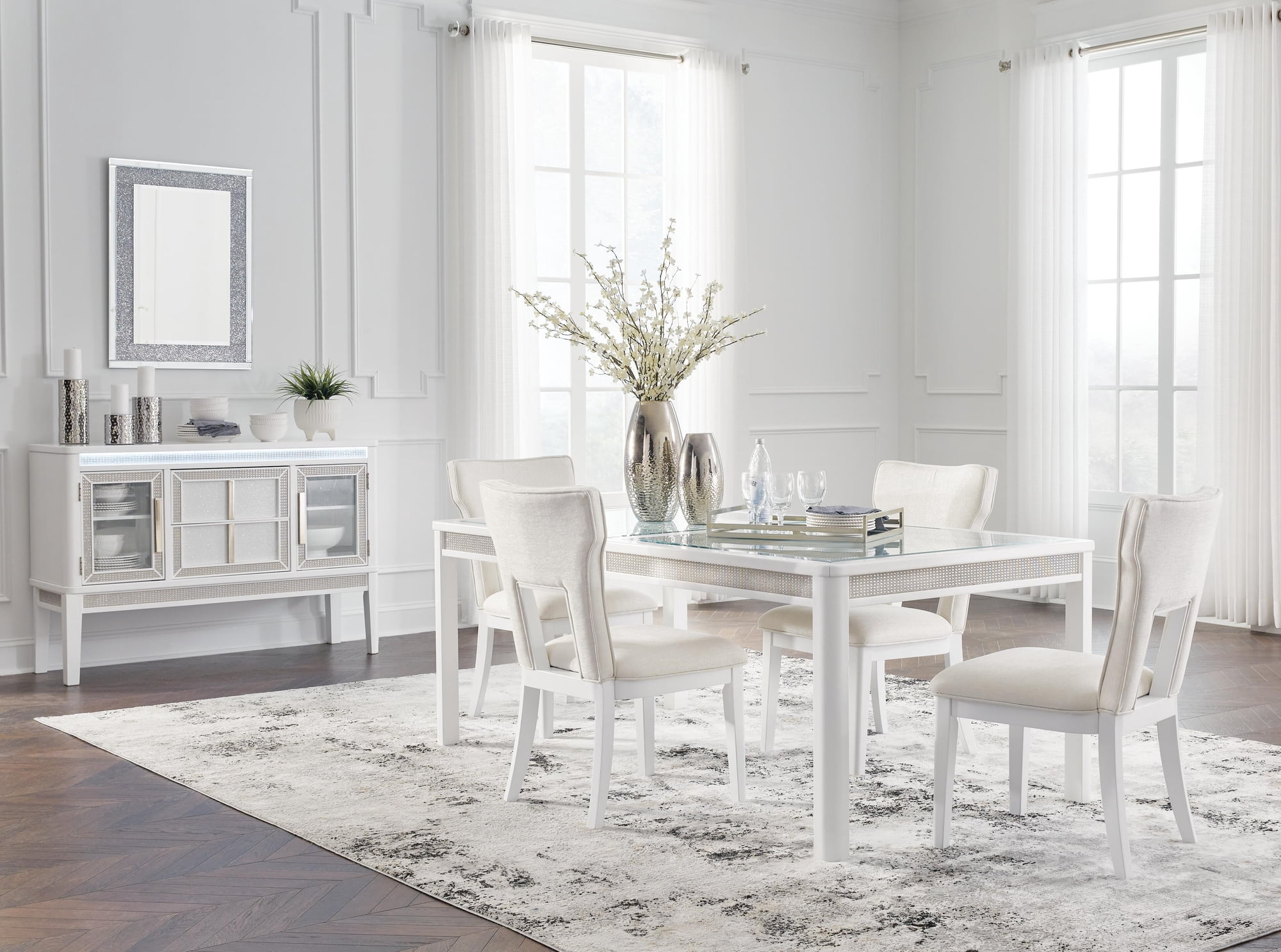 Signature Design by Ashley Chalanna Solid Wood Frame Dining Chair, Set of 2, White
