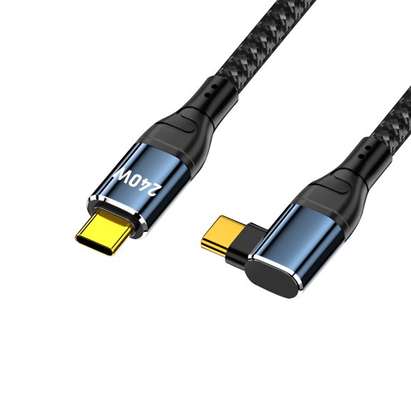 CY 2.0M USB-C 240W Type-C Cable 480Mbps 48V 5A Left Right Angled 90 Degree Compatible with USB2.0 100W Charging for Laptop Tablet Phone