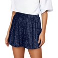 thumbnail image 2 of Sparkly Sequin Shorts for Women Summer Casual Elastic High Waist Shiny Sequins Straight Leg Shorts Night out Clubwear, 2 of 4