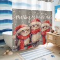 thumbnail image 5 of No Hook Shower Curtain with Built-in Rings - Vintage Merry Christmas Washable Waterproof Fabric Bathroom Curtains for Hotel,Rentals, 72 X 72 Inch Long , Watercolor Snowflakes Owl Red White, 5 of 9