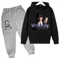 thumbnail image 3 of Nueva sudadera con capucha y pantalones de primavera y otoño de Wednesday Addams para niños, 2 piezas, trajes de 2 a 14 años, ropa de calle para niños y niñas, ropa de bebé para niños, 3 of 5