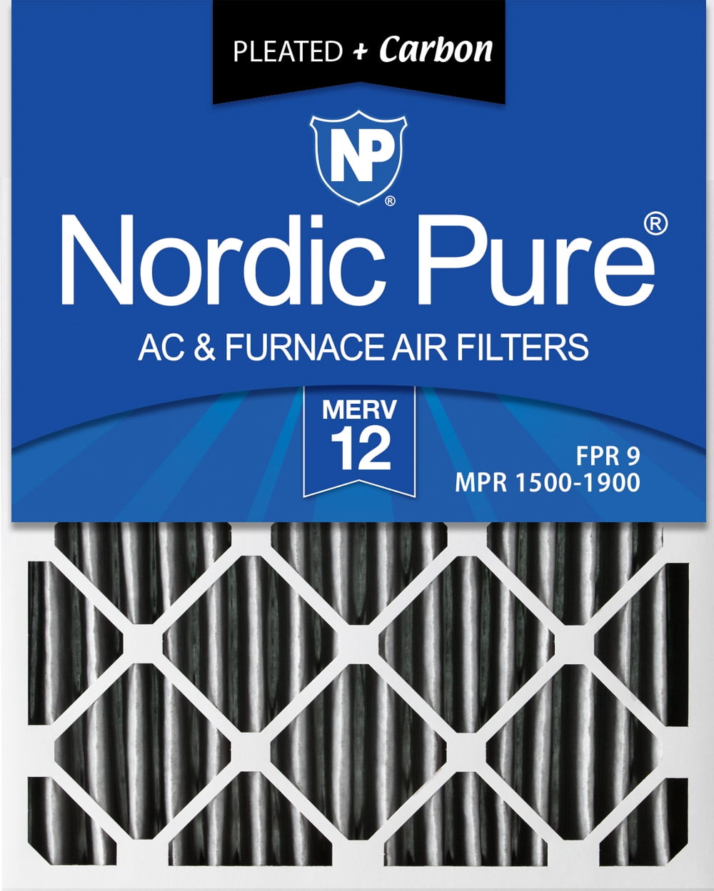 3 Pack Nordic Pure 14x25x2 MERV 13 Plus Carbon Pleated AC Furnace Air Filters