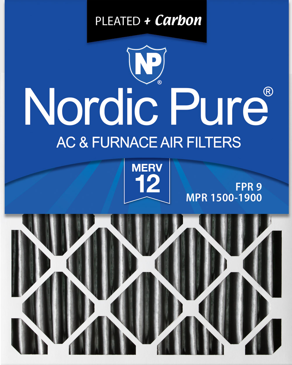 Nordic Pure 16x25x2 (15 1/2 X 24 1/2 X 1 3/4) Pleated MERV 12 Air Filters 3 Pack - Replacement
