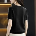 thumbnail image 4 of Dwellite Women's Spring Summer Lightweight Short Sleeve Trendy Business Casual Knit Tops Pullover Sweaters Black L, 4 of 6