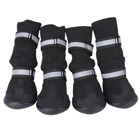 4Pcs Set Waterproof Pet Dog Shoes Anti Slip Protective Boots For Large Dogs Black Xl