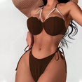thumbnail image 2 of MSJUHEG Push Up,Swim Suits for Women 2025,High Waisted Bikini Sets for Women,Knot Front,Tummy Control Bikini for Women,Bralette Bikini Set,Two Piece Swimsuit Brown S, 2 of 5
