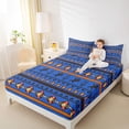 thumbnail image 4 of Homewish Retro Boho Tribal Queen Sheet Sets,Rustic Farmhouse Horse Flat Sheet,Blue Orange Queen Fitted Sheet For Boy Kids,Ultra Soft Home Decor,4 Pieces, 4 of 7