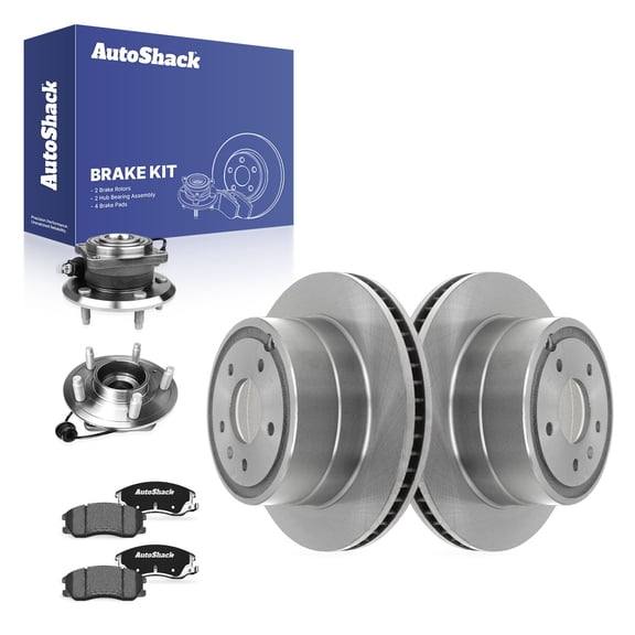 AutoShack Rear Vented Brake Rotors   Ceramic Pads   Hub Bearing Assembly 8-PC Brake Kit Replacement for 2007-2009 Chevrolet Equinox 2008-2010 Saturn Vue 2007-2009 Pontiac Torrent 11.93" (303 mm)