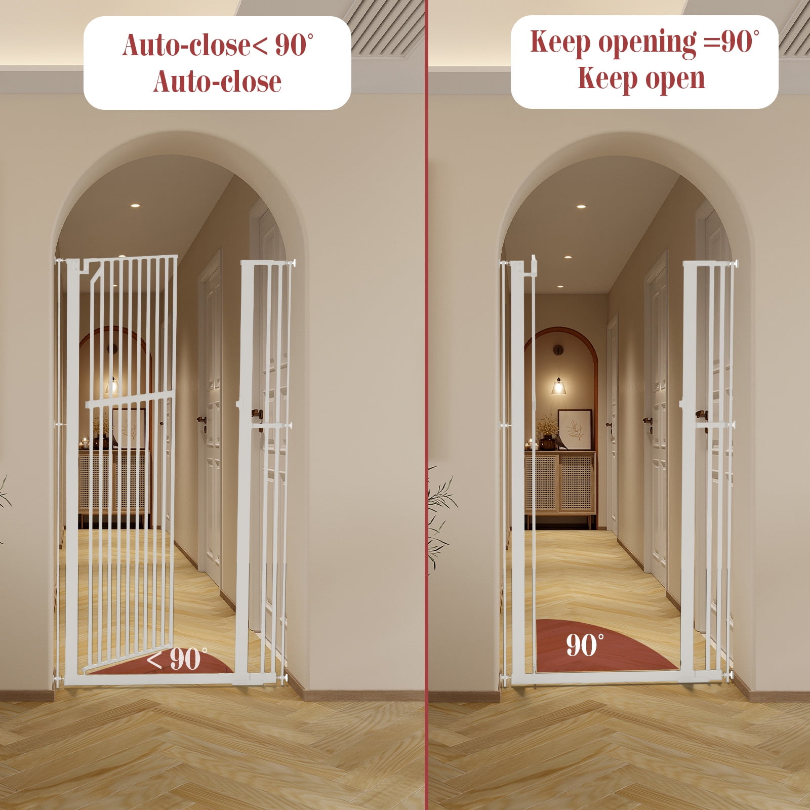 GLAF 63" Extra Tall Cat Gate - 30-37.8" Wide Extendable Cat Barrier for Doorway - Pressure Mounted Cat gate for Doorway - Auto Close Extra Tall Pet Gate - 63 inch Tall pet gate