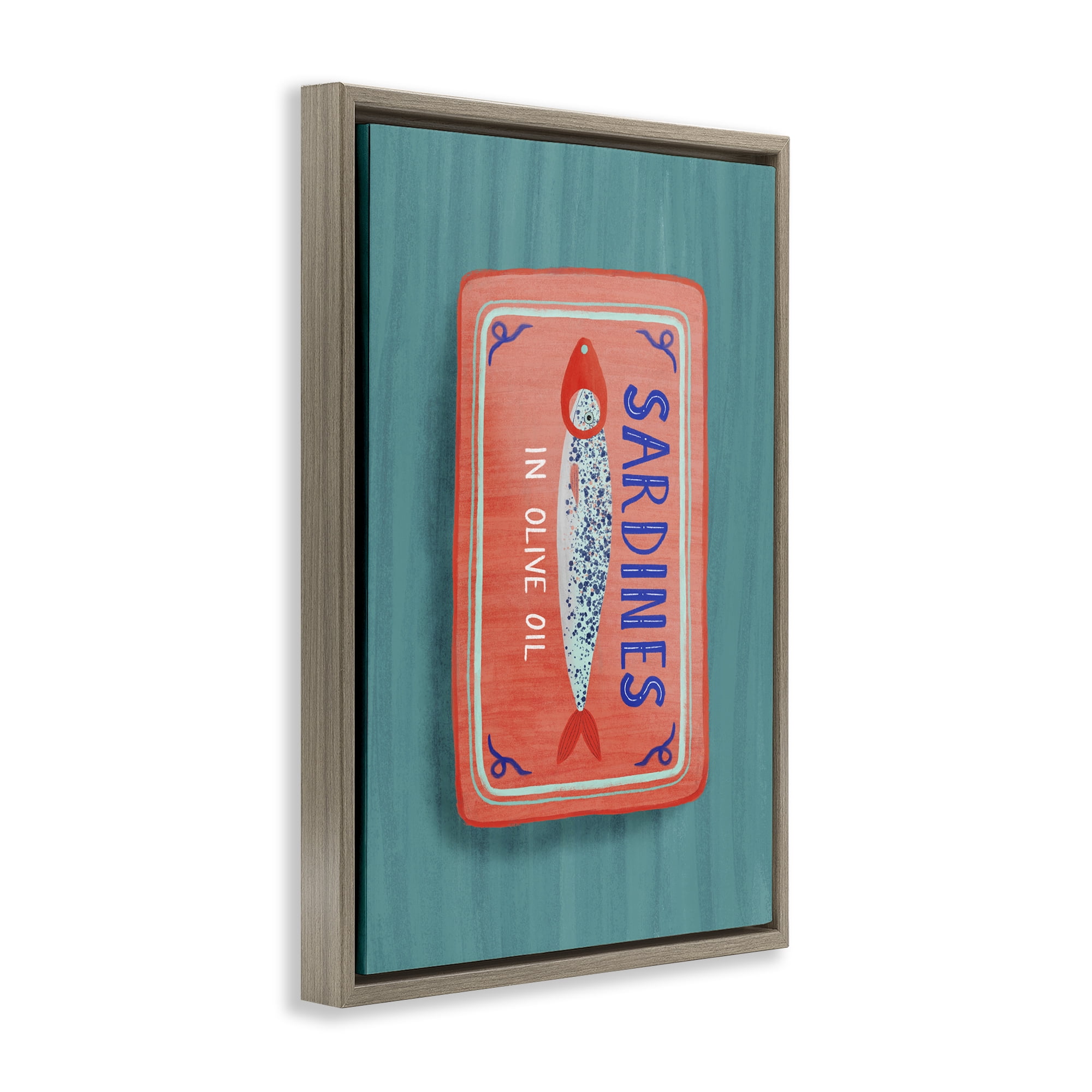 Stupell Industries Sardines Olive Oil Seafood Brown Framed Floater Canvas Wall Art, design by Metka Hiti
