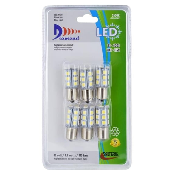 Valterra VLPDG726236WVP 1141 LED Tower Bulb Multidirectional & Side Mount - Pack of 6