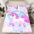 thumbnail image 2 of Homewish Cute Animal Unicorn Twin Sheet Sets 3pcs for Kids Child Girls,Dreamy Princess Twin Fitted Sheet Microfiber,Cartoon Rainbow Breathable Flat Sheet,Breathable Home Decor, 2 of 7